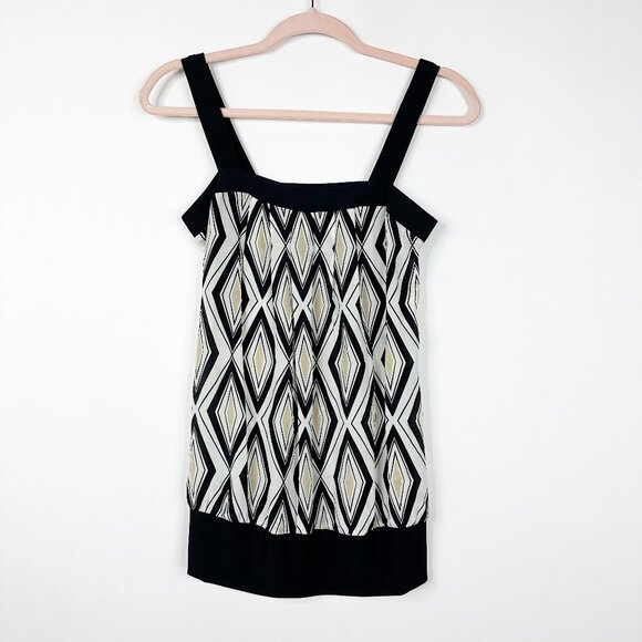 2/$24 White House Black Market Argyle Print Sleeveless Blouson Blouse XS #A0677 - Picture 3 of 7